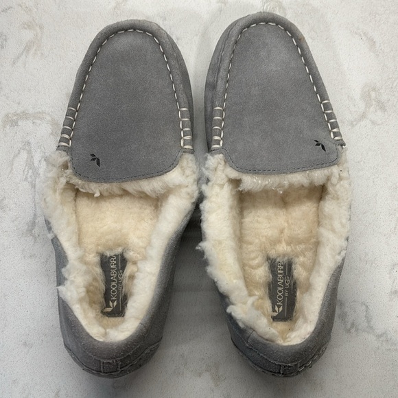 Koolaburra by UGG Lezly Wild Dove Gray Womens Suede Faux Fur Moccasin Slippers - Picture 9 of 16